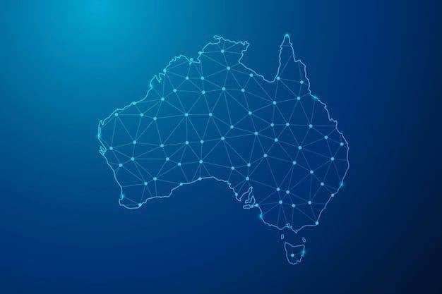 Digital network map of Australia with interconnected nodes.